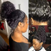 Perruque frontale en dentelle HD bouclée, densité 180, avec cordon de serrage invisible, en cheveux humains Remy, prête à porter, pour femmes noires
