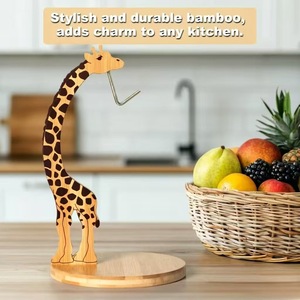 Soporte de madera para plátanos con forma de jirafa, organizador de frutas de sobremesa para cocina y hogar. - Product Image 4