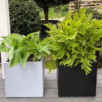 Jardinière en métal, grande jardinière rectangulaire avec trous de drainage et revêtement antirouille, jardinière moderne pour l'extérieur/l'intérieur