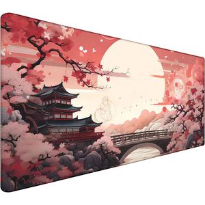 Sanxing Large Desk <b>Mat</b> 31.5x15.7 Inch Anime Cartoon Japanese Sakura Moon Art Design Rectangular Natural Rubber <b>Mouse</b> Pad for - Product Image 6