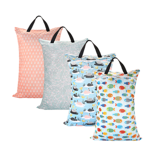 Happy Flute Cloth Diaper PUL <strong>Wet</strong> <strong>Bag</strong> Two Zipper Washable Pail Liner Baby Nappy <strong>Bag</strong> Wholesale - Product Image 1