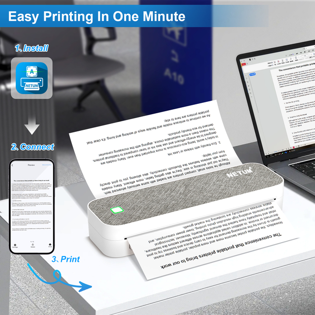 NETUM GD-85 203DPI 1500mAh Mobile A4 Thermal Printer-Wireless/USB Multi-OS Compatible in Stock