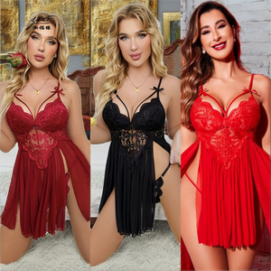 Kadın seksi perspektif örgü askı elbise özel boyut bayanlar gece elbisesi pijama dantel dekorasyon günaha erotik iç çamaşırı - Product Image 3