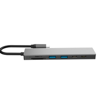 Adaptador Multipuerto 7 en 1 Tipo C con Logotipo Personalizado al por Mayor, Estación de Acoplamiento con TV 4K, PD 100W, USB 2.0, Lector de Tarjetas SD/TF