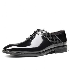 New Genuine Leather Men's square Toe <b>Height</b> <b>Increasing</b> Fashion-colored Patchwork Pattern Leather <b>Shoes</b> with Side Details - Product Image 5