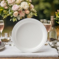 Assiette ronde jetable 100% compostable et biodégradable en bagasse de canne à sucre, 6/9 pouces, vaisselle jetable pour mariage et fête