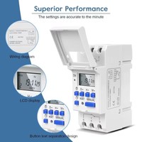 Temporizador Programable, Interruptor de Relé de Tiempo, Controlador de 12V 24V 48V CA 110V 220V, Temporizador Digital Electrónico Semanal con Pantalla LCD, THC15A
