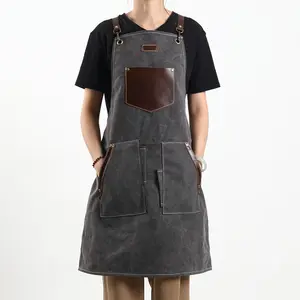 Canvas Pocket Apron Coffee Shop Hairstylist Uniform Thickened Apron