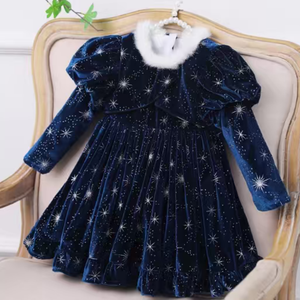 Abito da principessa invernale da ragazza abito da <span class=keywords><strong>bambina</strong></span> <span class=keywords><strong>vestito</strong></span> da <span class=keywords><strong>bambina</strong></span> a maniche lunghe <span class=keywords><strong>vestito</strong></span> natalizio con mantello - Product Image 3