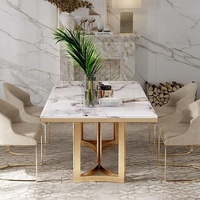 Table de salle à manger européenne en acier inoxydable de conception moderne et simple, lumière, meubles de maison de luxe pour les petites familles, hôtels, mariages
