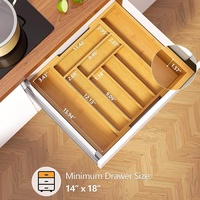 Organisateur d'ustensiles de cuisine avec tiroir extensible en bambou