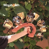 Ensemble de bols à manche Merkaba Mountain Rain avec support, design doré et coloré, pour la décoration et la guérison par les cristaux, avec cristaux Chakra et de la 5ème octave (note haute)