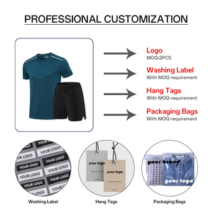 Conjunto Deportivo de Verano para Hombre de 2 Piezas con Camiseta de Manga Corta y Cuello Redondo y Pantalones <span class=keywords><strong>Cortos</strong></span> para Entrenamiento Gimnasio y Correr - Product Image 4