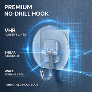 Gancho autoadhesivo sin taladro, resistente al agua, fuerte y pegajoso para colgar en el baño y la cocina. - Product Image 5
