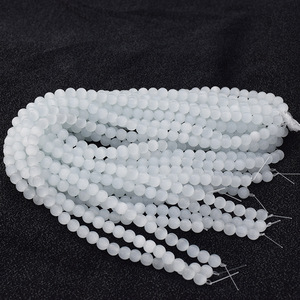 Cuentas sueltas de piedra ojo de gato rosa y blanca, redondas, para pulseras y cuerdas DIY, origen Jinhua, primavera 2023 - Product Image 3