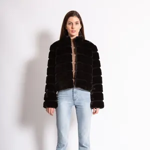 Fashion Autumn And Winter Short Faux Fox Fur Coat Women Fur Jacket All Black Fur Coat Female Clothing