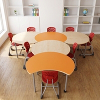 Table d'activités et de collaboration pour étudiants, forme demi-lune, hauteur réglable sur 3 niveaux, idéale pour les étudiants universitaires