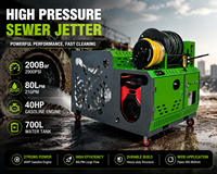 Nettoyeur de canalisations haute pression 40HP 2900psi 21gpm avec réservoir d'eau intégré, machine de nettoyage de canalisations, machine de débouchage de canalisations