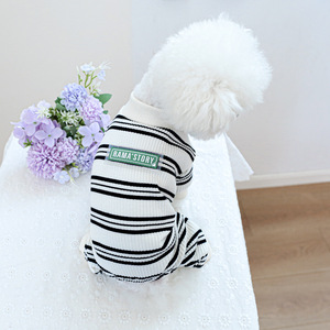 PETCIRCLE Pet <b>Clothes</b>, Dog and <b>Cat</b> Outfits, Onesie, Black and White Striped Home Wear - Product Image 2