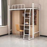 Lit superposé moderne à usage commercial avec bureau intégré, idéal pour dortoirs d'étudiants, lits d'école, appartements, avec étagère intégrée