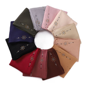 2024 nuovo Design Premium qualità leggero Jersey di cotone Hijab con strass fantasia Hijab per la pace palestinese - Product Image 1