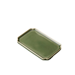 Plateau à thé en céramique rectangulaire, petit, en bambou, glaçure verte, fait à la main pour service à thé Kung Fu - Product Image 5