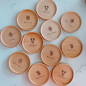 Desain bentuk bunga unik tikar pot kayu kualitas baik coaster kayu solid