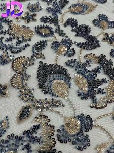 Venta caliente tela de encaje de guipur para mujer patrón de rayas de lujo con lentejuelas estilo tradicional romántico ecológico - Product Image 5