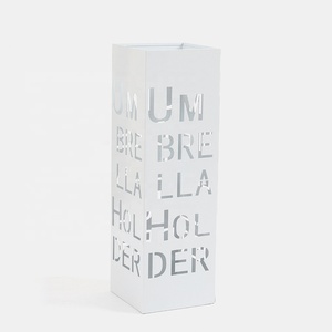 Porta ombrelli in metallo <span class=keywords><strong>bianco</strong></span> con due ganci per interni o giardino - Product Image 3