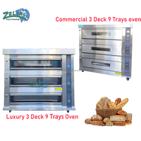 Horno Eléctrico de Panadería de Lujo de Gran Capacidad, 3 Niveles, 9 Bandejas, Horno Comercial para Pan, para Fábricas de Alimentos y Supermercados