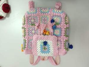 Women <b>Ladies</b> <b>Backpack</b> Cute Handmade Crochet 16oz Cotton Canvas Bag Beach Travel Shoulder Bag - Product Image 4