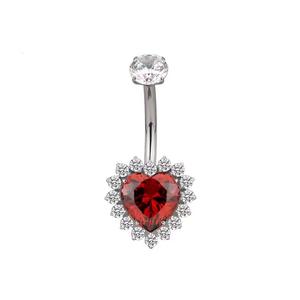 Anillo de Ombligo de Aleación de Titanio ASTM-F136 con Zirconia en Forma de Corazón, Piercing Hipoalergénico de 14G para Mujer, Venta al por Mayor - Product Image 5