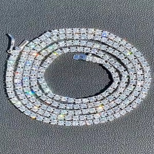 Fine Jewelry <b>Necklaces</b> Hip Hop Miami Cuban Chain Silver <b>Gold</b> Plated Sterling Silver Moissanite Iced Out Jewellery Jewlery - Product Image 1