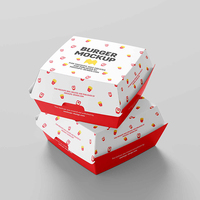 Caja de Hamburguesas Desechable de Papel Kraft Reciclable para Comida para Llevar, Empaque de Comida Rápida, Moderna Caja de Hamburguesas Negra con Logotipo