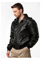 Blouson de pilote personnalisé en cuir pour homme Blouson d'aviateur Moto en cuir véritable pour hommes
