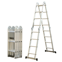 Échelle en aluminium pliable à 4*3 marches avec capacité de charge 150kg, adaptée aux chantiers extérieurs et de construction.
