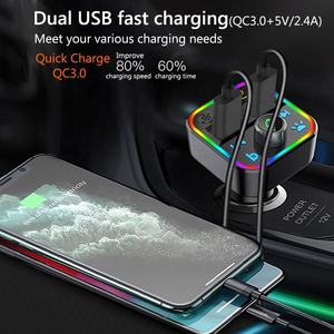 Bộ Sạc Xe Hơi Bộ Thu FM Điện Thoại Rảnh Tay Sạc Nhanh QC3.0 USB Kép <span class=keywords><strong>Bluetooth</strong></span>-MP3 BT5.0 Máy Phát FM - Product Image 2
