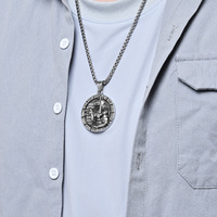 Liontin Kalung Pria Baja Anti Karat 316L Berlapis Emas 18K Anubis Mesir, Perhiasan Fashion, Grosir, untuk DIY