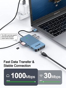 Base de Conexión USB C QGEEM 11 en 1, Adaptador Triple Pantalla con HDMI Dual 4K y VGA, Gigabit USB3.0, SD/TF para MacBook M1/M2/M3 <span class=keywords><strong>DisplayLink</strong></span> - Product Image 5
