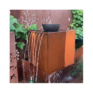 Fuente pequeña esférica decorativa de jardín de acero inoxidable personalizada Esfera de acero Corten Fuente de jardín con función de agua - Product Image 2