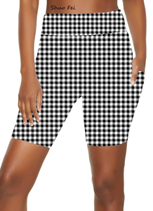 Nouveauté été pour <span class=keywords><strong>femme</strong></span> : <span class=keywords><strong>Short</strong></span> <span class=keywords><strong>de</strong></span> sport, yoga et cyclisme décontracté, taille élastique, mi-lustre, motif <span class=keywords><strong>pied</strong></span>-<span class=keywords><strong>de</strong></span>-<span class=keywords><strong>poule</strong></span> - Product Image 4