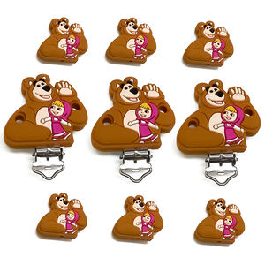 Clip Portaciuccio in Silicone Più Vendute Masha <span class=keywords><strong>e</strong></span> <span class=keywords><strong>Orso</strong></span> Giocattoli Accessorio da Afferrare per Bambini Clip in Metallo per Uso Alimentare - Product Image 2