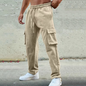 Men's Denim Jogger Track Pants <b>Elastic</b> Waistband Light Wash Breathable Washable Stacked Sweatpants with Pocket Fitness Trousers - Product Image 2