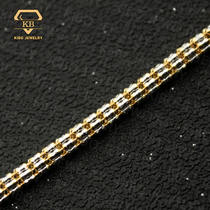 Heiß begehrte Ice Chain 3,4mm Roségold und Weißgold Zweifarbige Silber 925 Hip-Hop Halskette Mond Ice Chain mit Diamanten - Product Image 1