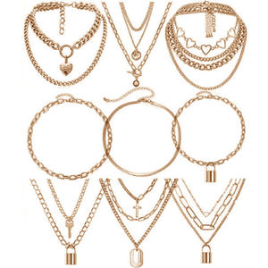 Stainless Steel Multi Layer <b>Chain</b> Necklace Geometric Heart Pendant Minimalist Fashion Jewelry For Women Yiwu Origin - Product Image 5