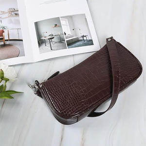 Women's Vintage Retro Mini Crossbody Shoulder <strong>Bag</strong> Crocodile Pattern Soft PU Leather Nylon Lining Chain Strap Buckle Closure - Product Image 6