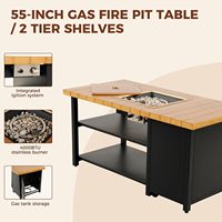 Ensemble de meubles d'extérieur 4 pièces Grand Patio avec table foyer au gaz, finition imitation bois en aluminium, design moderne, résistant aux UV, PE