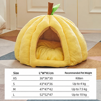 Lit pour chat en forme de citrouille semi-fermé, chaud et douillet pour l'hiver, maison-caverne en peluche ultra douce, nid confortable pour animaux de compagnie d'intérieur, pour chats et petits chiens, OEM ODM