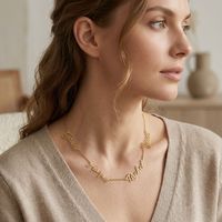 Collar Clásico Personalizado de Acero Inoxidable Chapado en Oro de 18K con Múltiples Nombres para Aniversario