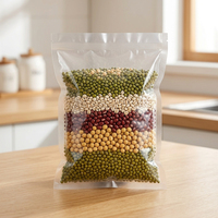 Sacs à trois soudures latérales de qualité alimentaire pour l'emballage alimentaire, sacs de rangement plats en polyéthylène transparent pour ingrédients secs en vrac
